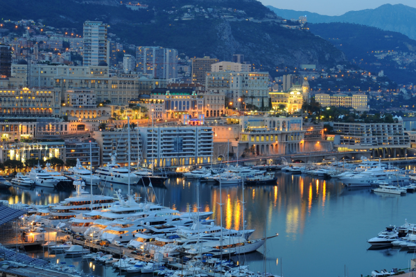 Monte Carlo — Harbour at twilight